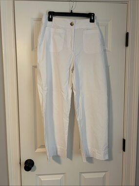 Nicole Miller White Tailored Waistband Trousers